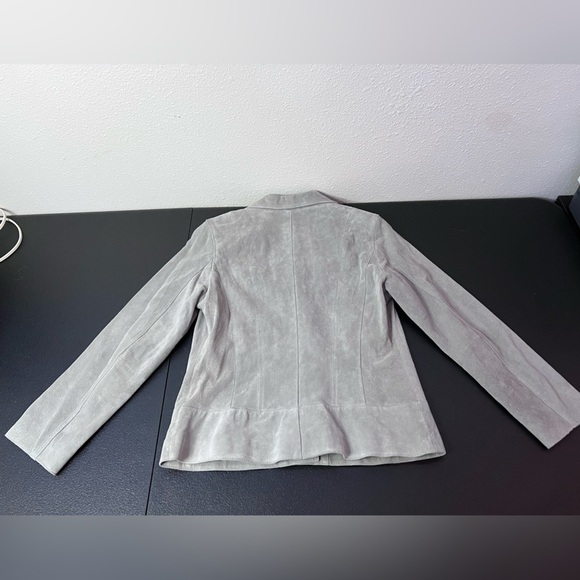 I. E. Gray Suede Leather Blazer - Picture 5 of 9